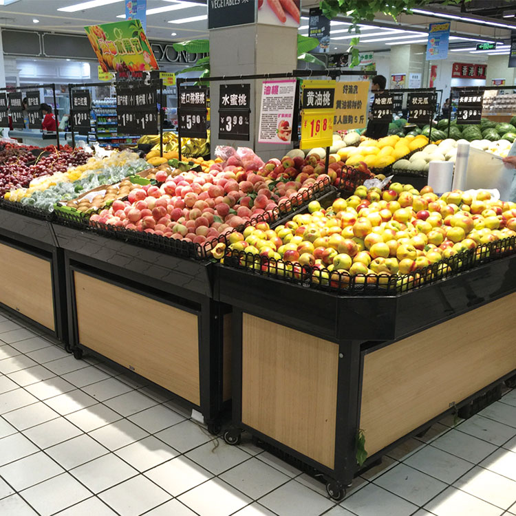 supermarket metallic fruit and vegetable display shelf Featured Image