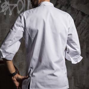 SINGLE BREASTED STAND COLLAR 3/4 SLEEVE FASHION DESIGN CHEF JACKET FOR HOTEL AND RESTAURANT CU1116Z0200F