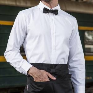 WHITE Polyester Cotton Classic Long Sleeve Slim Fit waiter uniform Shirt CM181C0200AP