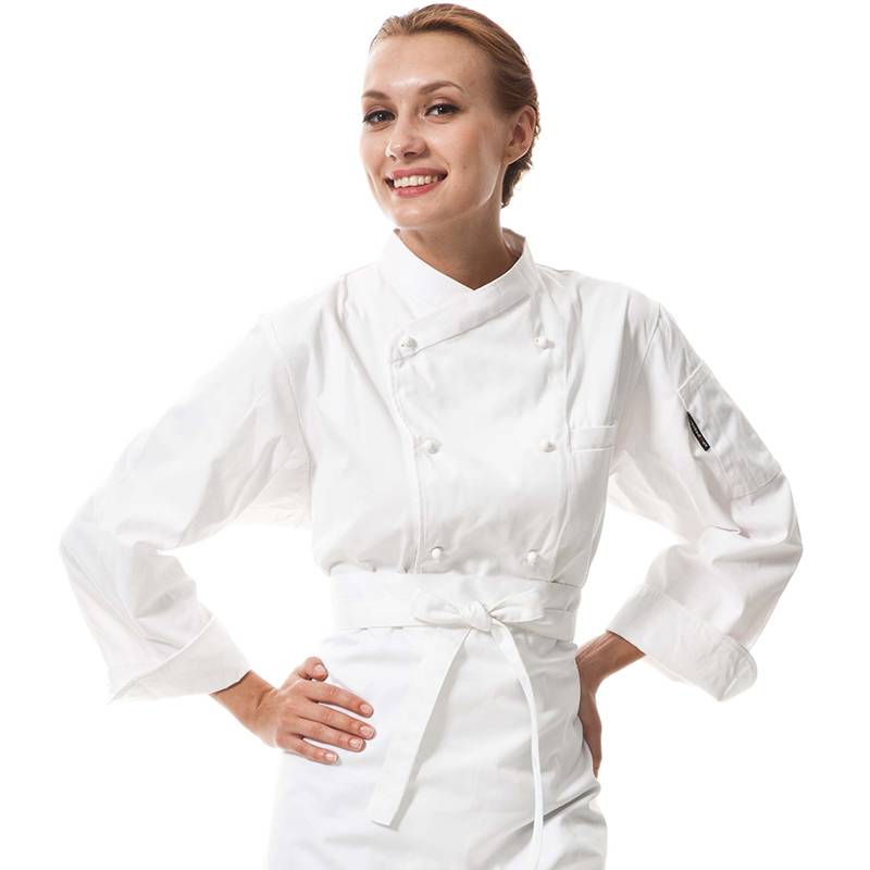 2020 China New Design White Hospitality Uniform - Double Breasted Cross Collar Long Sleeve Chef Uniform And Chef Jacket For Hotel And Restaurant CU102C0200C – CHECKEDOUT