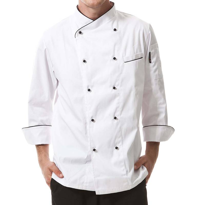 Double Breasted Cross Collar Long Sleeve Chef Uniform And Chef Jacket For Hotel And Restaurant CU102C0201C Featured Image