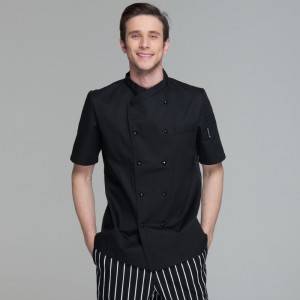 Double Breasted Cross Collar Short Sleeve Chef Uniform Anc Chef Jacekt For Restaurant And Hotel CU102D0100F