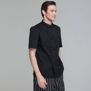 Double Breasted Cross Collar Short Sleeve Chef Uniform Anc Chef Jacekt For Restaurant And Hotel CU102D0100F