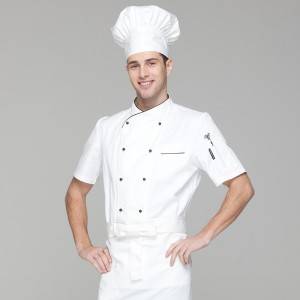 Double Breasted Cross Collar Short Sleeve Chef Uniform And Chef Jacket For Hotel And Restaurant CU102D0201C