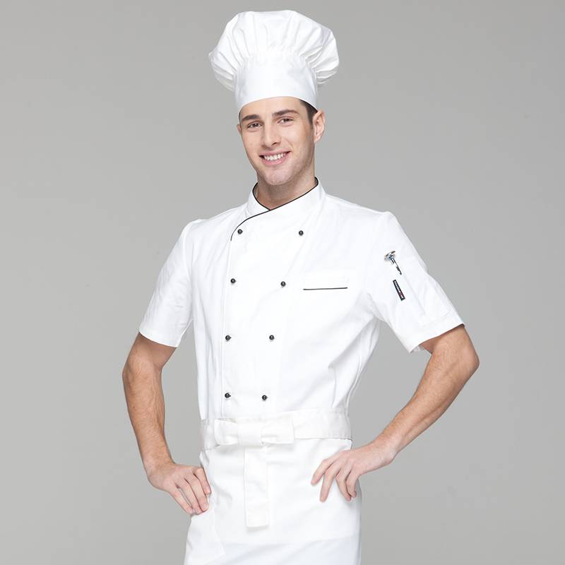 OEM/ODM Manufacturer Cheap Cooking Uniform - Double Breasted Cross Collar Short Sleeve Chef Uniform And Chef Jacket For Hotel And Restaurant CU102D0201C – CHECKEDOUT