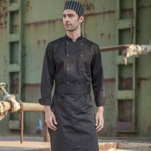 Classic Fashion Double Breasted Long Sleeve Chef Coat And Chef Uniform With Stand Collar For Restaurant And Hotel CU104C0100A1