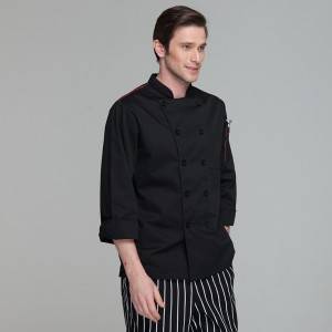 Classic Fashion Double Breasted Long Sleeve Chef Coat And Chef Uniform With Stand Collar For Restaurant And Hotel CU104C0104A