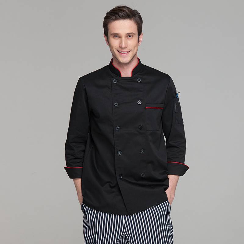 High Quality Chef Coat - Classic Fashion Double Breasted Long Sleeve Chef Coat And Chef Uniform With Stand Collar For Restaurant And Hotel CU104C0106A – CHECKEDOUT