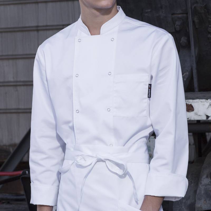 Short Lead Time for China Culinary Uniform Manufacturer - Classic Fashion Double Breasted Long Sleeve Chef Coat And Chef Uniform With Stand Collar For Restaurant And Hotel CU104C0200A-1 – CH...