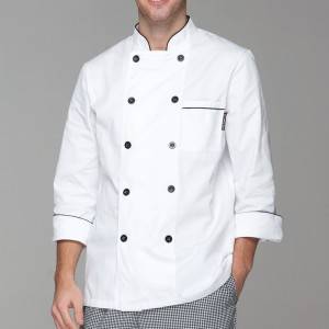 Classic Fashion Double Breasted Long Sleeve Chef Coat And Chef Uniform With Stand Collar For Restaurant And Hotel CU104C0201A