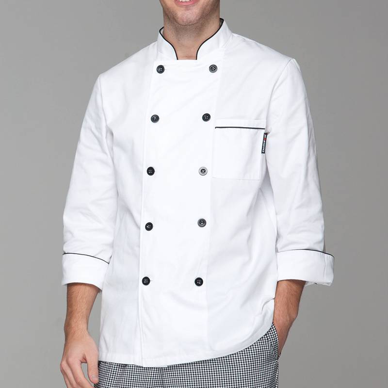 Good Quality Chef Coat - Classic Fashion Double Breasted Long Sleeve Chef Coat And Chef Uniform With Stand Collar For Restaurant And Hotel CU104C0201A – CHECKEDOUT