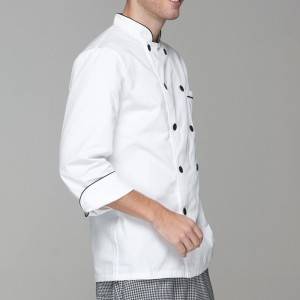 Classic Fashion Double Breasted Long Sleeve Chef Coat And Chef Uniform With Stand Collar For Restaurant And Hotel CU104C0201A