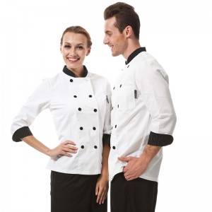 Classic Double Breasted Contrast Color Long Sleeve Chef Jacket And Chef Uniform For Hotel And Restaurant CU104C0281A