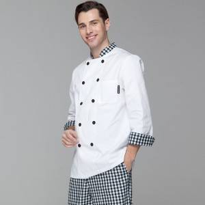 Classic Double Breasted Contrast Color Long Sleeve Chef Jacket And Chef Uniform For Hotel And Restaurant CU104C0283A