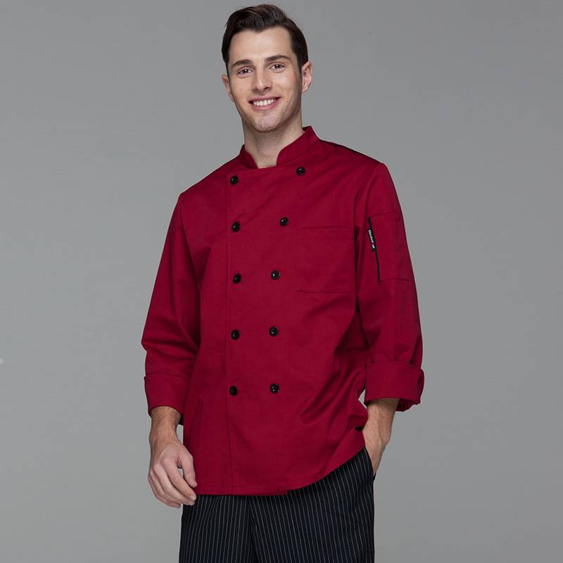 Professional China Short Sleeve Chef Coat - Classic Double Breasted Contrast Color Long Sleeve Chef Jacket And Chef Uniform For Hotel And Restaurant CU104C0401A1 – CHECKEDOUT