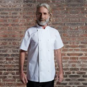 DOUBLE BREASTED SHORT SLEEVE STAND COLLAR CHEF COAT FOR HOTEL AND RESTAURANT CU104D0200E1
