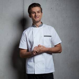 Classic Double Breasted Contrast Color Short Sleeve Chef Coat And Chef Uniform For Restaurant And Hotel CU104D0283E