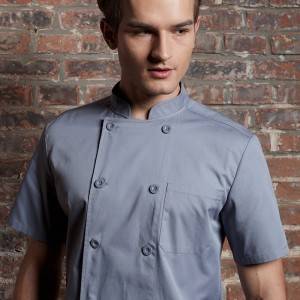 DOUBLE BREASTED SHORT SLEEVE STAND COLLAR CHEF COAT FOR HOTEL AND RESTAURANT CU104D1500E