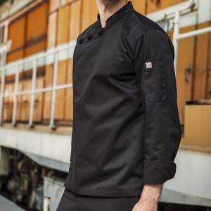 Wholesale OEM China New Pattern Chef Coat for Restaurant Black Summer Short Sleeves Jacket