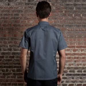 SINGLE BREASTED SHORT SLEEVE HIDDEN PLACKET CROSS COLLAR CHEF COAT FOR HOTEL AND RESTAURANT CU1107D1500A