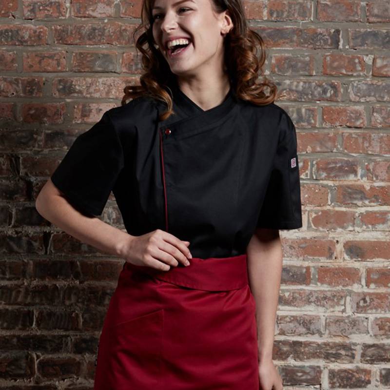 High definition Female Chef Jackets - SINGLE BREASTED SHORT SLEEVE HIDDEN PLACKET CROSS COLLAR CHEF COAT FOR HOTEL AND RESTAURANT CU110D0104E – CHECKEDOUT