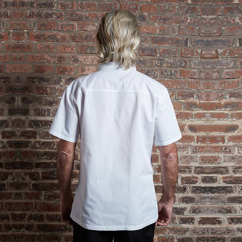 Popular Design for Breathable Chef Uniform - SINGLE BREASTED SHORT SLEEVE HIDDEN PLACKET CROSS COLLAR CHEF COAT FOR HOTEL AND RESTAURANT CU110D0201E – CHECKEDOUT