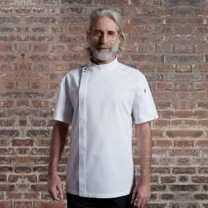 Hidden Placket Short Sleeve Uneven Surface Fabric Chef Jacket For Hotel And Restaurant CU119D0200Y
