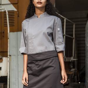 HIDDEN PLACKET 3/4 SLEEVE FASHION DESIGN CHEF JACKET AND CHEF UNIFORM FOR HOTEL AND RESTAURANT CU155Z1500E
