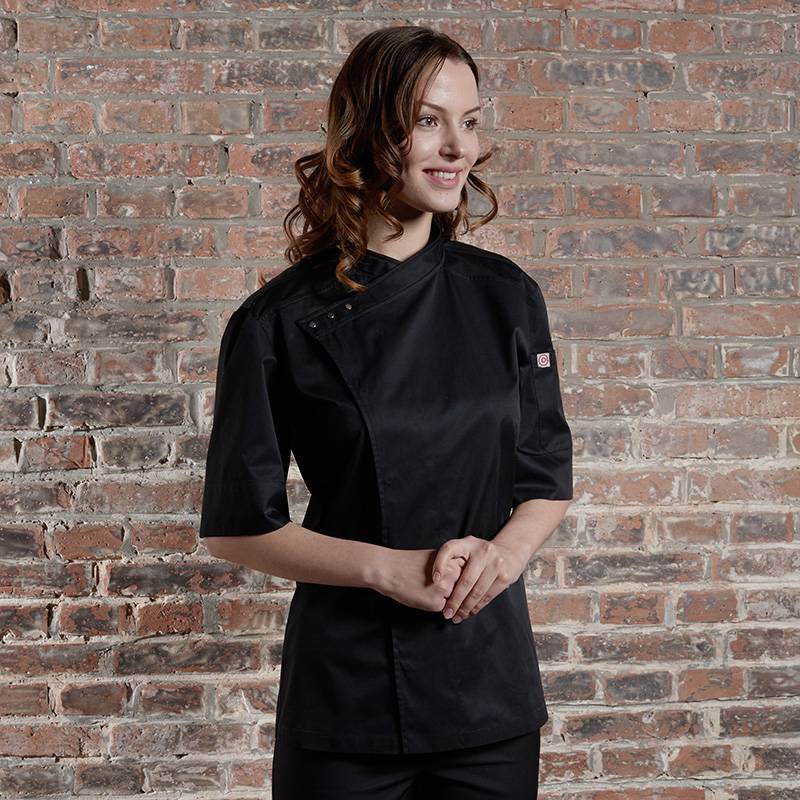 Hot New Products Chef Scrubs Uniforms - SINGLE BREASTED SHORT SLEEVE HIDDEN PLACKET CROSS COLLAR CHEF COAT FOR HOTEL AND RESTAURANT CU158Z0100E – CHECKEDOUT