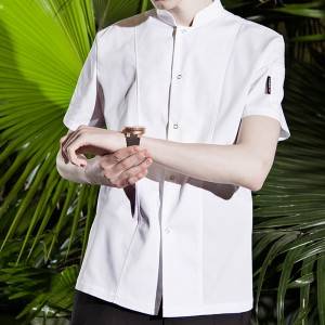 SINGLE BREASTED STAND COLLAR SHORT SLEEVE FASHION DESIGN CHEF JACKET FOR HOTEL AND RESTAURANT CU179D0200E