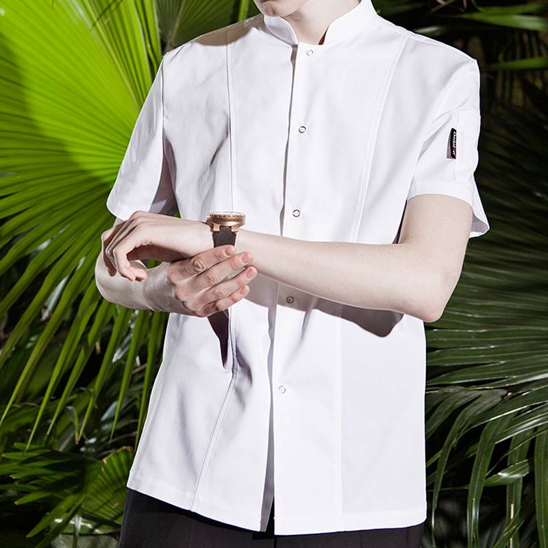 China wholesale Cheap Hospitality Uniform - SINGLE BREASTED STAND COLLAR SHORT SLEEVE FASHION DESIGN CHEF JACKET FOR HOTEL AND RESTAURANT CU179D0200E – CHECKEDOUT