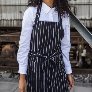 Black White Strips Chef Bib Aprons With One Pocket CU304S8600H