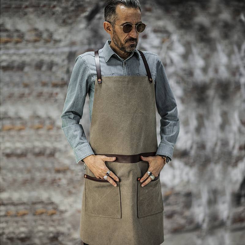 Factory wholesale Male Chef Apron - CANVAS LEATHER Anti-wrinkle CROSSBACK CHEF APRON CU355S042011U4 – CHECKEDOUT