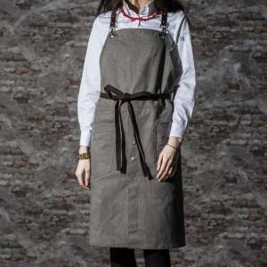China Wholesale China Wholesale Stylish Women Men Kitchen Work Grill Cooking Chef Cotton Denim Apron with Leather Straps