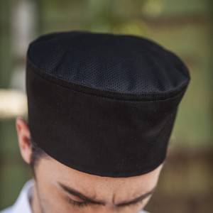 Poly Cotton Black Flat Top Chef Hat CU405S0100A