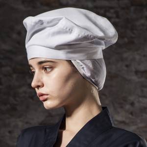 Poly Cotton White Color Chef Hat With Hair Pocket CU413S0200A
