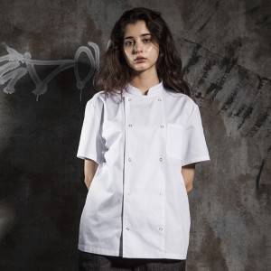 Classic Double Breasted Snap Buttons Short Sleeve Chef Coat And Chef Jacket For Hotel And Restaurant CU104D0200A-1