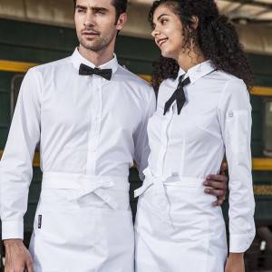 WHITE Polyester Cotton Classic Long Sleeve Slim Fit waitress uniform Shirt  CW181C0200AP