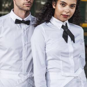WHITE Polyester Cotton Classic Long Sleeve Slim Fit waitress uniform Shirt  CW181C0200AP