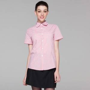 Polyester Cotton Classic Short Sleeve Slim Fit waitress uniform Shirt  CW195D5800H