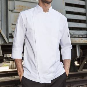 SINGLE BREASTED HIDDEN PLACKET 3/4 SLEEVE CHEF JACKET AND CHEF COAT FOR HOTEL AND RESTAURANT M164Z0200F