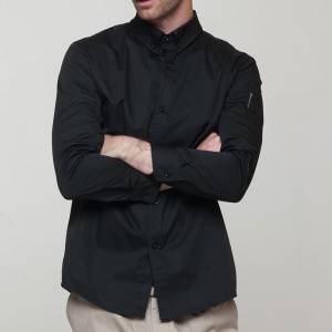 BLACK Polyester Cotton Classic Long Sleeve Slim Fit waiter uniform Shirt CM181C0100E