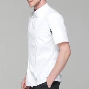 Double Breasted Cross Collar Short Sleeve Chef Uniform And Chef Jacket For Hotel And Restaurant CU102D0200C