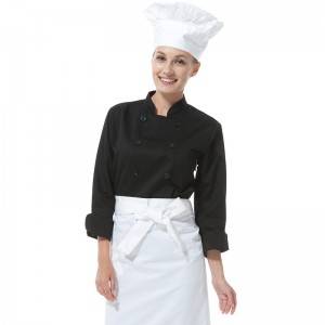 Classic Fashion Double Breasted Long Sleeve Chef Coat And Chef Uniform With Stand Collar For Restaurant And Hotel CU104C0100A