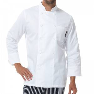 Factory Promotional Stand Collar Chef Clothes - Classic Fashion Double Breasted Long Sleeve Chef Coat And Chef Uniform With Stand Collar For Restaurant And Hotel CU104C0200A – CHECKEDOUT