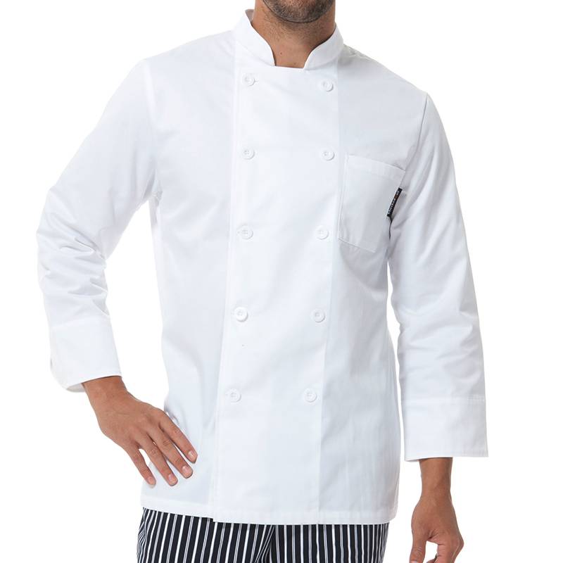 Best quality White Chef Clothes - Classic Fashion Double Breasted Long Sleeve Chef Coat And Chef Uniform With Stand Collar For Restaurant And Hotel CU104C0200A – CHECKEDOUT