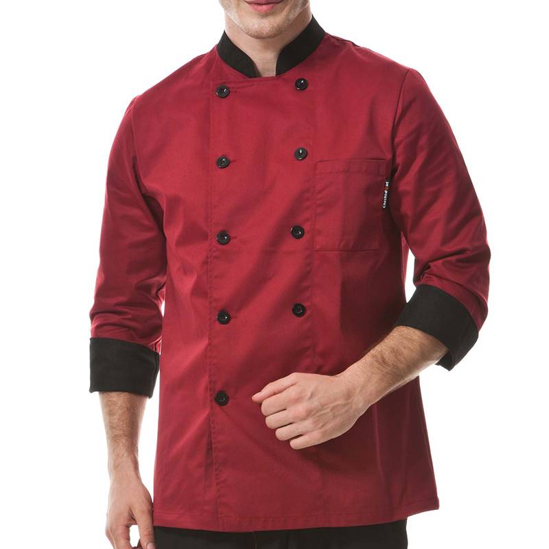 Fixed Competitive Price Chinese Chef Uniform Manufacturer - Classic Double Breasted Contrast Color Long Sleeve Chef Jacket And Chef Uniform For Hotel And Restaurant CU104C0401A – CHECKEDOUT