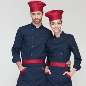 China Gold Supplier for Ready Stock Culinary Uniform Manufacturer - Classic Fashion Double Breasted Long Sleeve Chef Coat And Chef Uniform With Stand Collar For Restaurant And Hotel CU104C1200A &#...