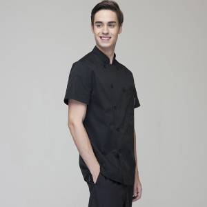 DOUBLE BREASTED SHORT SLEEVE STAND COLLAR CHEF COAT FOR HOTEL AND RESTAURANT CU104D0100E