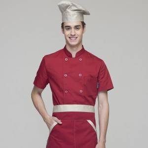 DOUBLE BREASTED SHORT SLEEVE STAND COLLAR CHEF COAT FOR HOTEL AND RESTAURANT CU104D0400E